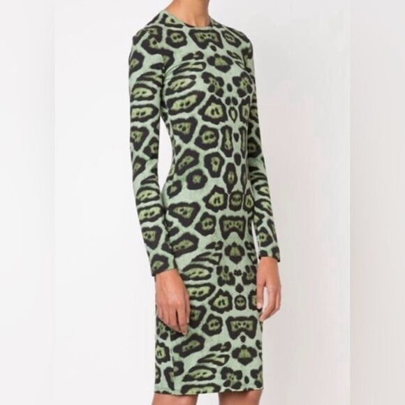 Givenchy green silk blend leopard dress size US4 - Picture 1 of 12